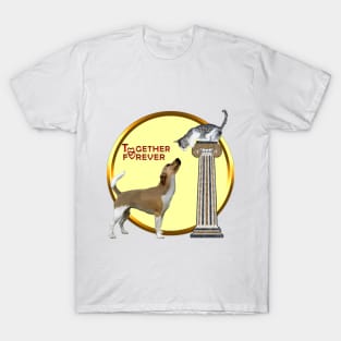 Cat and Dog, Together Forever, Golden Circle T-Shirt